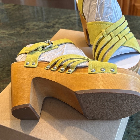 Frye Yellow Strappy Wedge Sandals - Picture 2 of 3